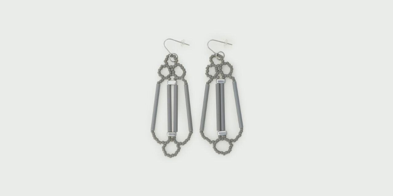 Glass Beaded Earrings Acropolis,Gray, large image number 0