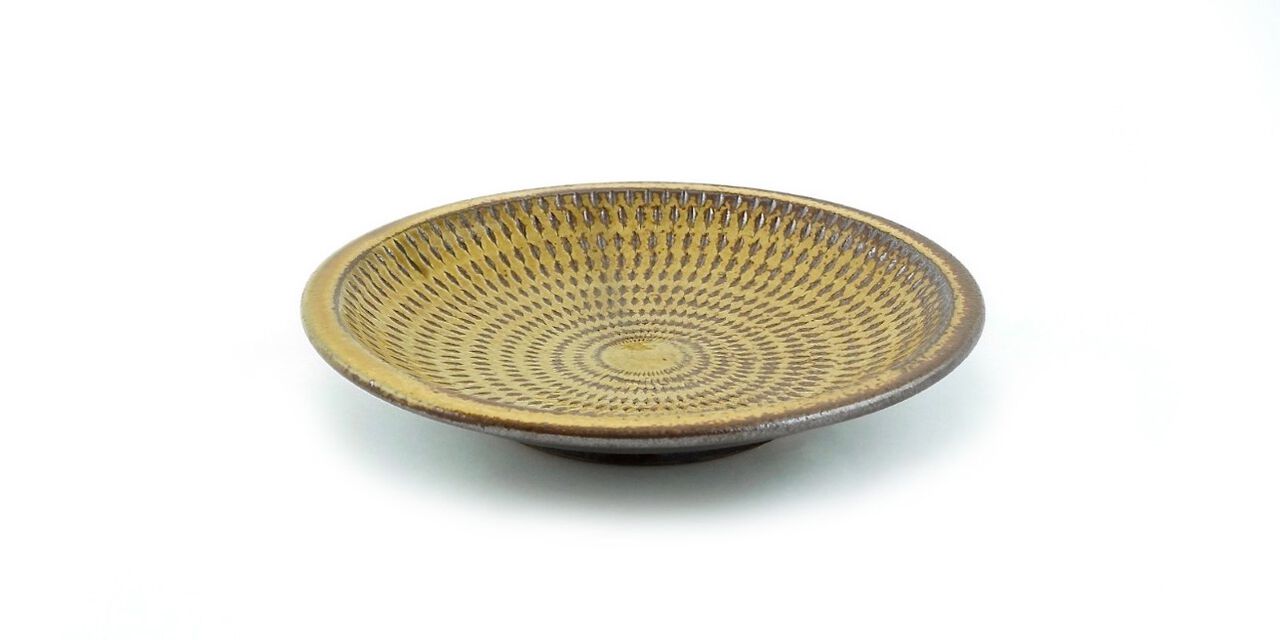 Tetsuzo Ota Pottery Ceramic Plate 6 Inch Yellow,, large image number 1