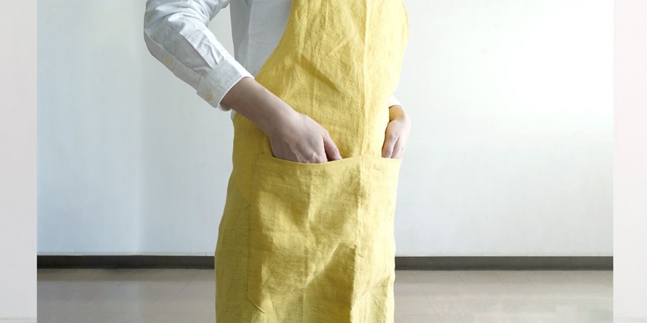 d Multi-purpose Linen Apron with Pockets,White, large image number 4