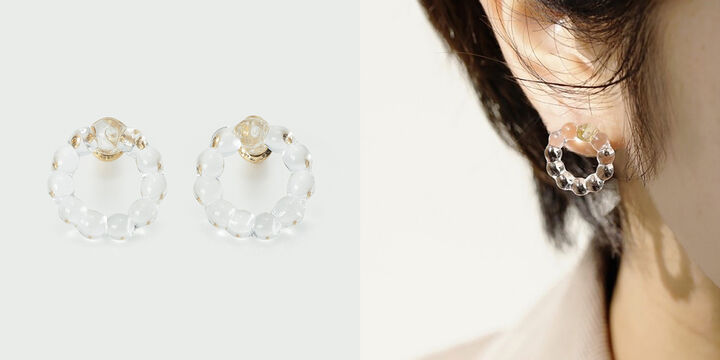 Glass Pierced Earrings "Small Circle",, medium