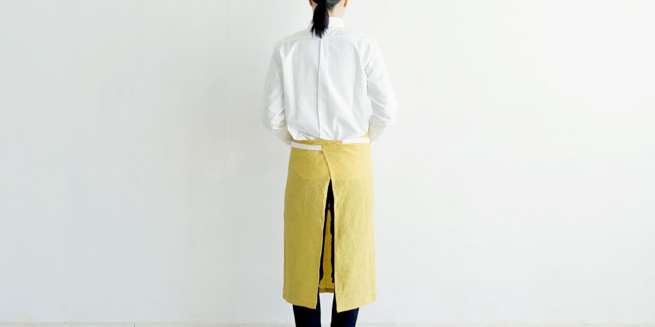 Multi-purpose Linen Apron with Pockets,Yellow, large image number 2