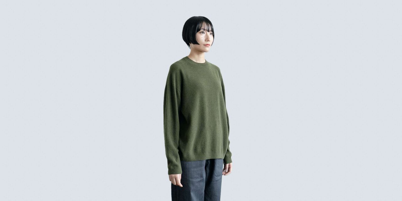 CREW NECK WOOL SWEATER 다크 그린 S,다크 그린, large image number 1