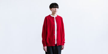 CREW NECK CARDIGAN 레드 L,Red, small image number 2