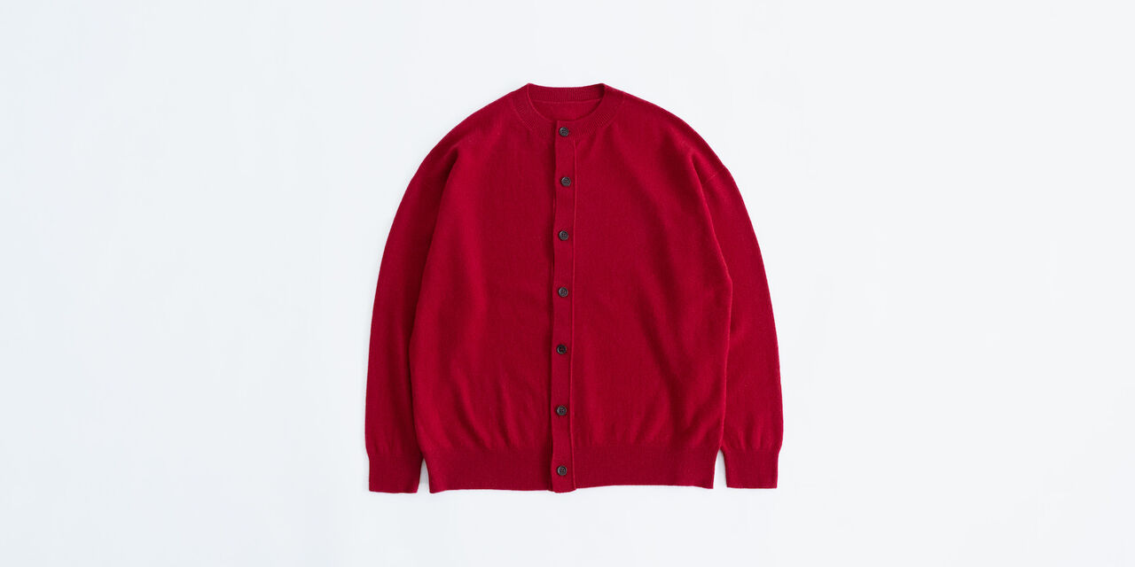 CREW NECK CARDIGAN 레드 L,Red, large image number 0