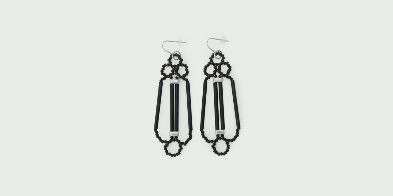 Glass Beaded Earrings Acropolis,Black, large image number 0