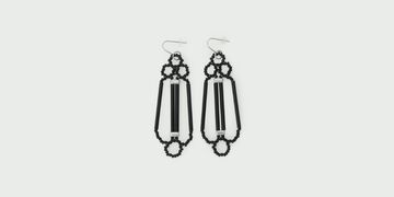 Glass Beaded Earrings Acropolis,Black, small image number 0