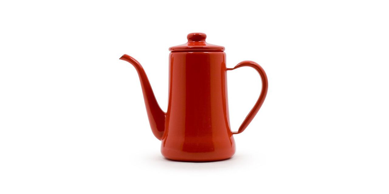 TSUKI USAGI JIRUSHI Enamel Coffee Kettle,Red, large image number 0