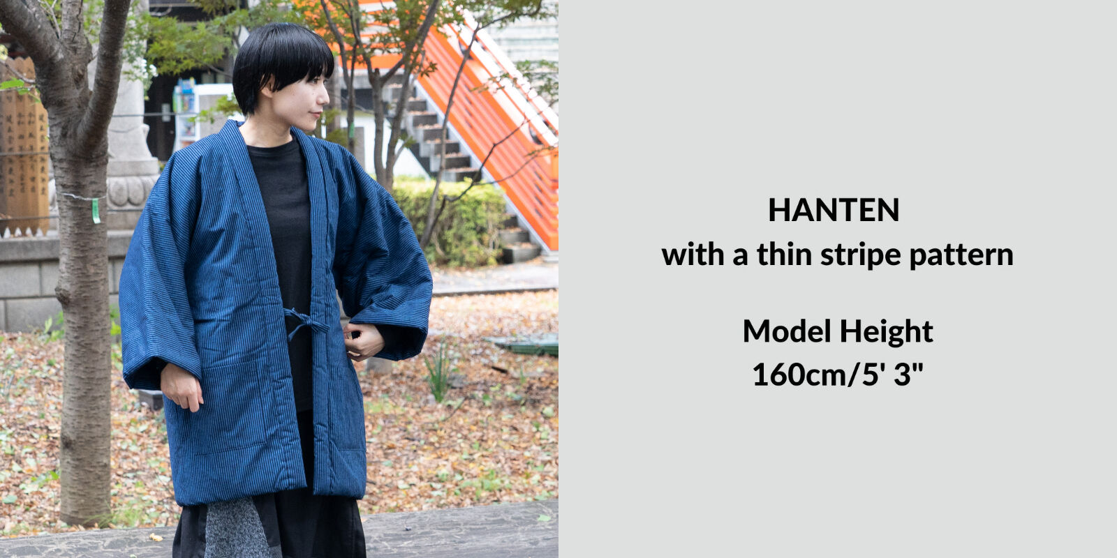 HANTEN Japanese style short coat Traditional stripe