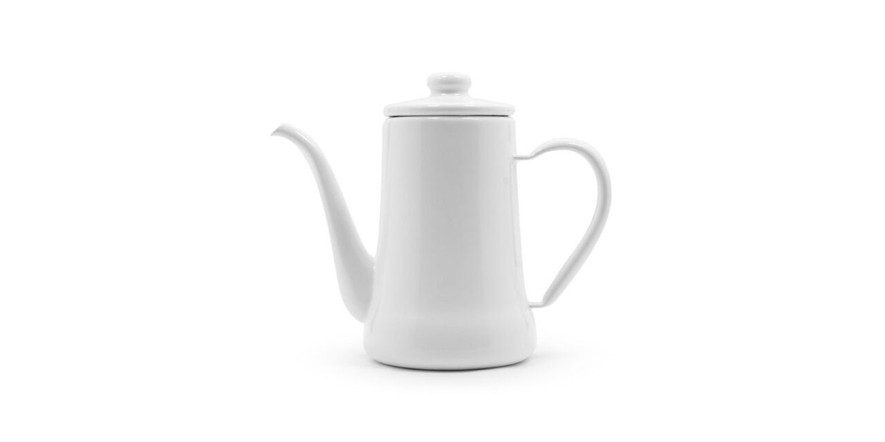 TSUKI USAGI JIRUSHI Enamel Coffee Kettle,White, large image number 0