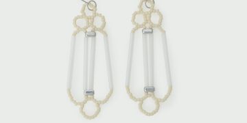 Glass Beaded Earrings Acropolis,White, small image number 1