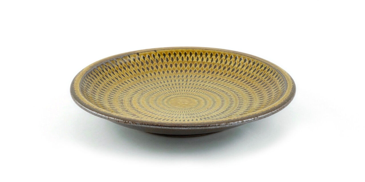 Tetsuzo Ota Pottery Ceramic Plate 7 Inch Yellow,, large image number 1