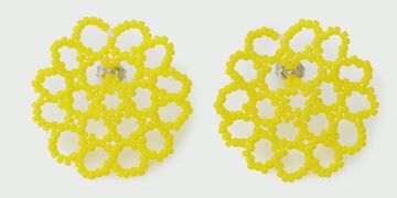 Glass Beaded Earrings Mum,Yellow, small image number 1