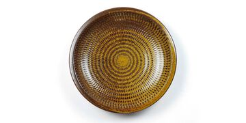 Tetsuzo Ota Pottery Ceramic Plate 8 Inch Yellow,, small image number 0