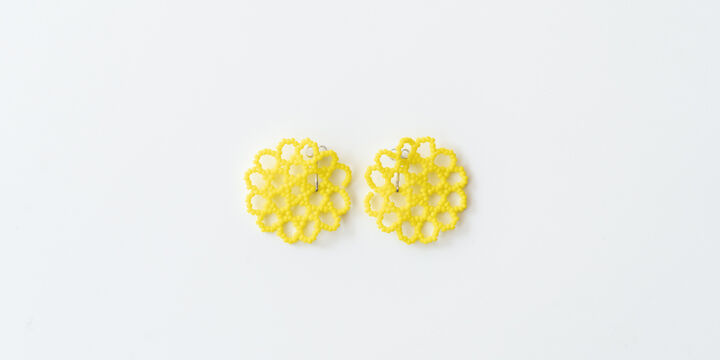 Glass Beaded Earrings "Mum",Yellow, medium
