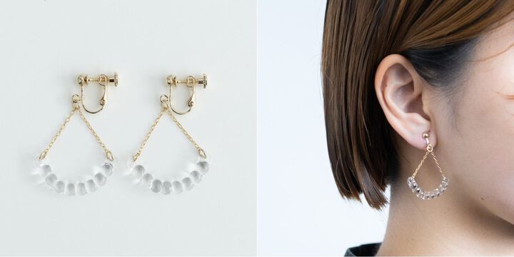 Glass Clip-on Earrings "Earl Curve",, medium