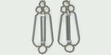 Glass Beaded Earrings Acropolis,Gray, small image number 1