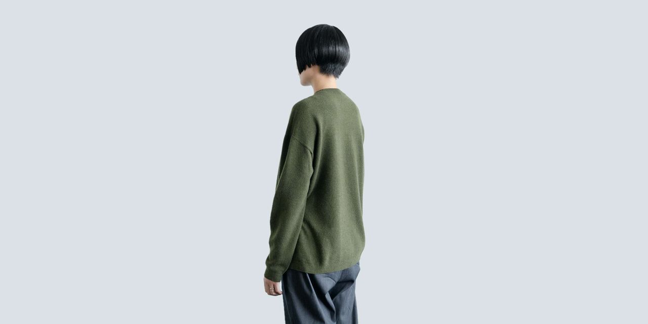 CREW NECK WOOL SWEATER 다크 그린 S,다크 그린, large image number 2