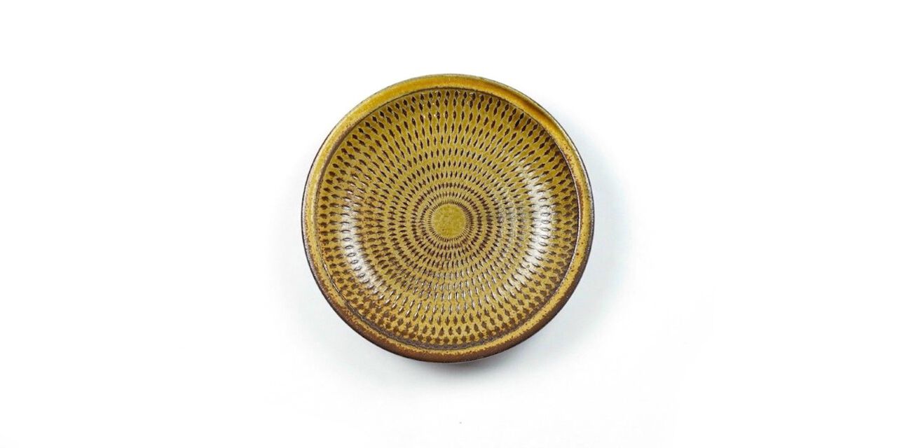 Tetsuzo Ota Pottery Ceramic Plate 6 Inch Yellow,, large image number 0