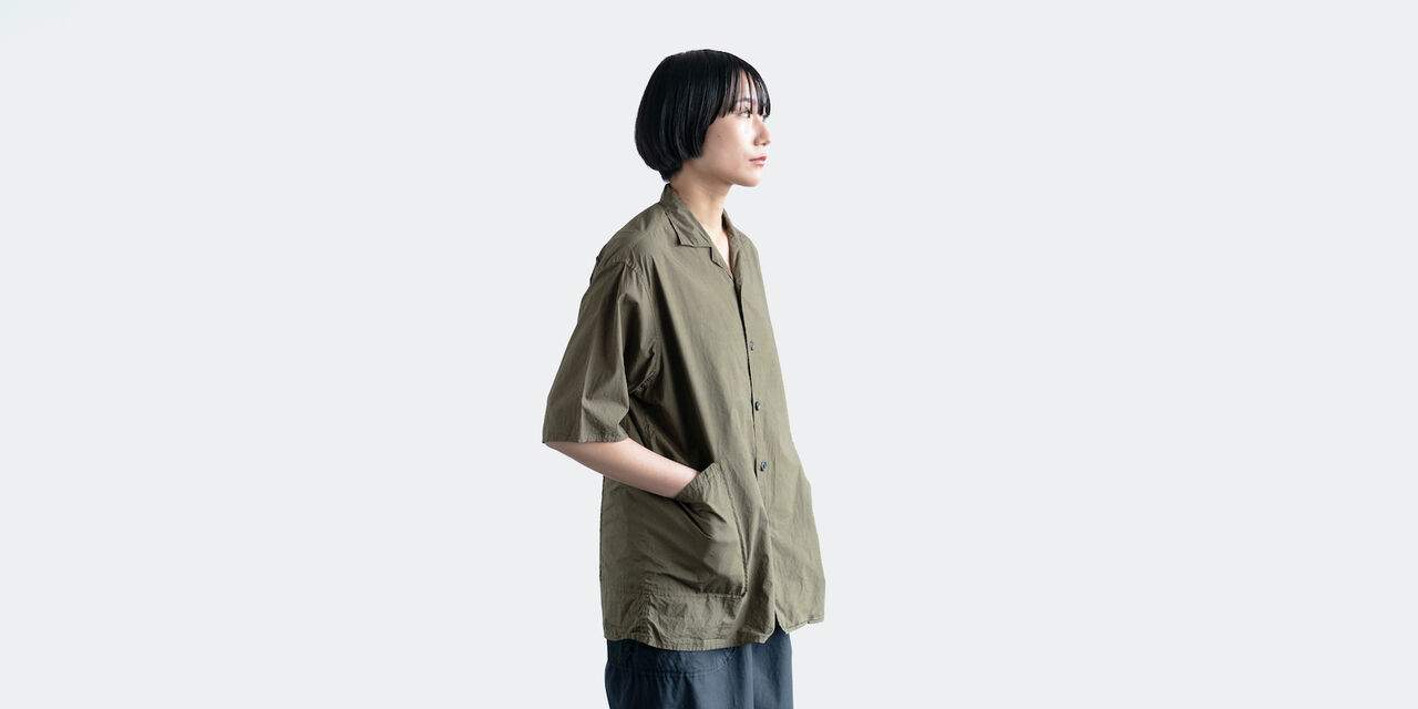 사이드 포켓 셔츠 (염축가공) 카키 L,Khaki, large image number 2