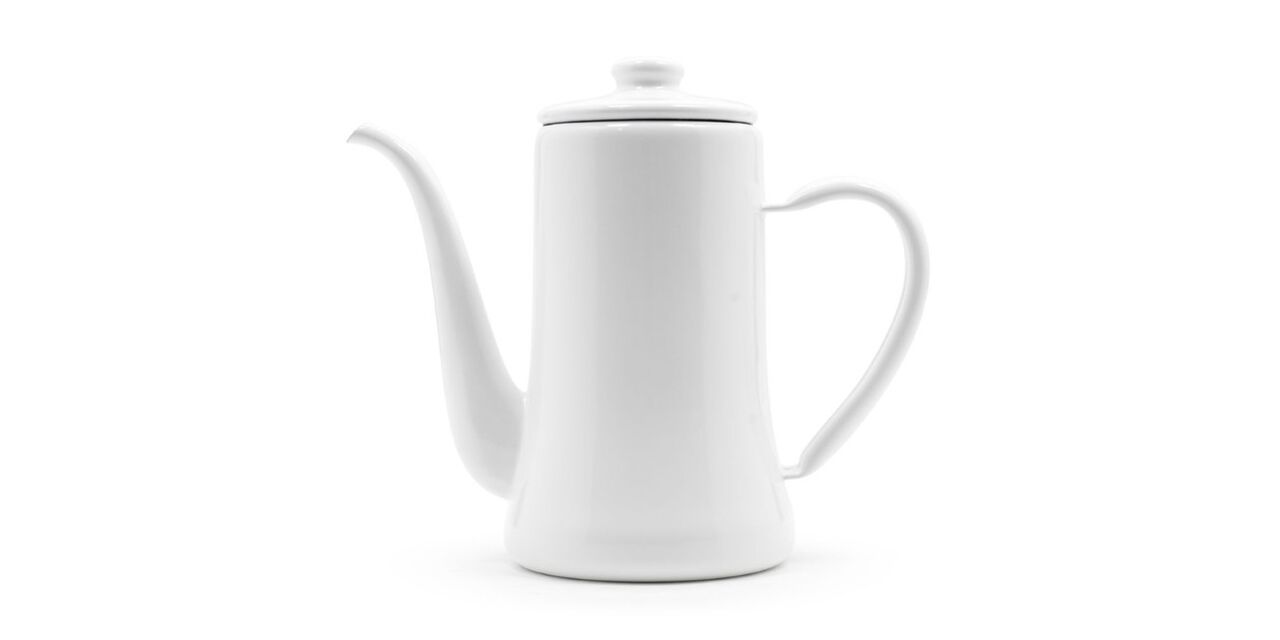 TSUKI USAGI JIRUSHI Enamel Coffee Kettle,White, large image number 0