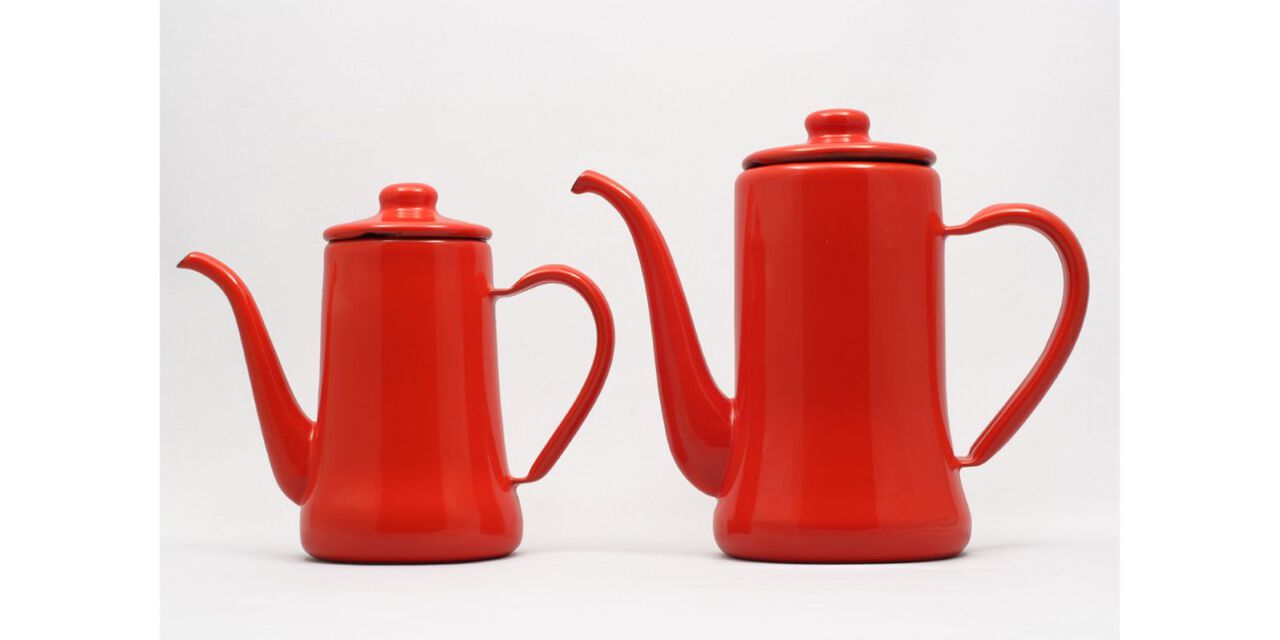 TSUKI USAGI JIRUSHI Enamel Coffee Kettle,Red, large image number 5