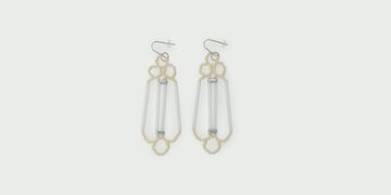 Glass Beaded Earrings Acropolis,White, small image number 0