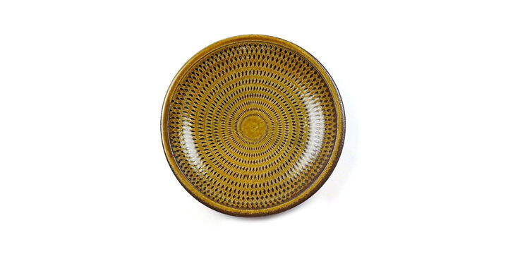 Tetsuzo Ota Pottery Ceramic Plate 7 Inch Yellow