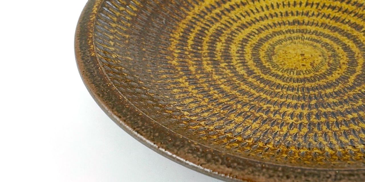Tetsuzo Ota Pottery Ceramic Plate 8 Inch Yellow,, large image number 2