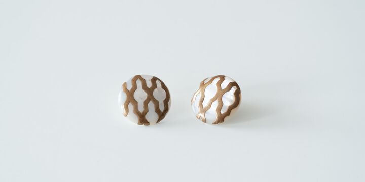 Maki-e Lacquer Art Earrings "Morrocan" Round,, medium