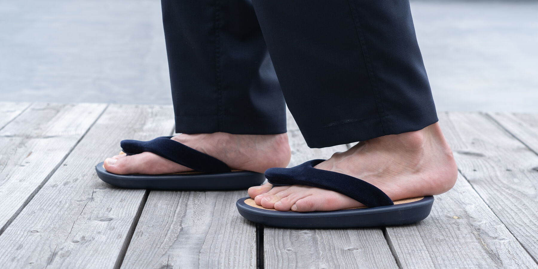 JOJO Sandals Navy strap Cork Insole