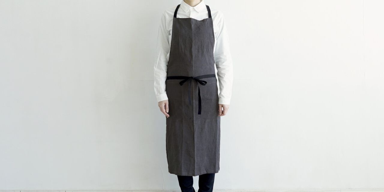 d Multi-purpose Linen Apron with Pockets,Chacol gray, large image number 1