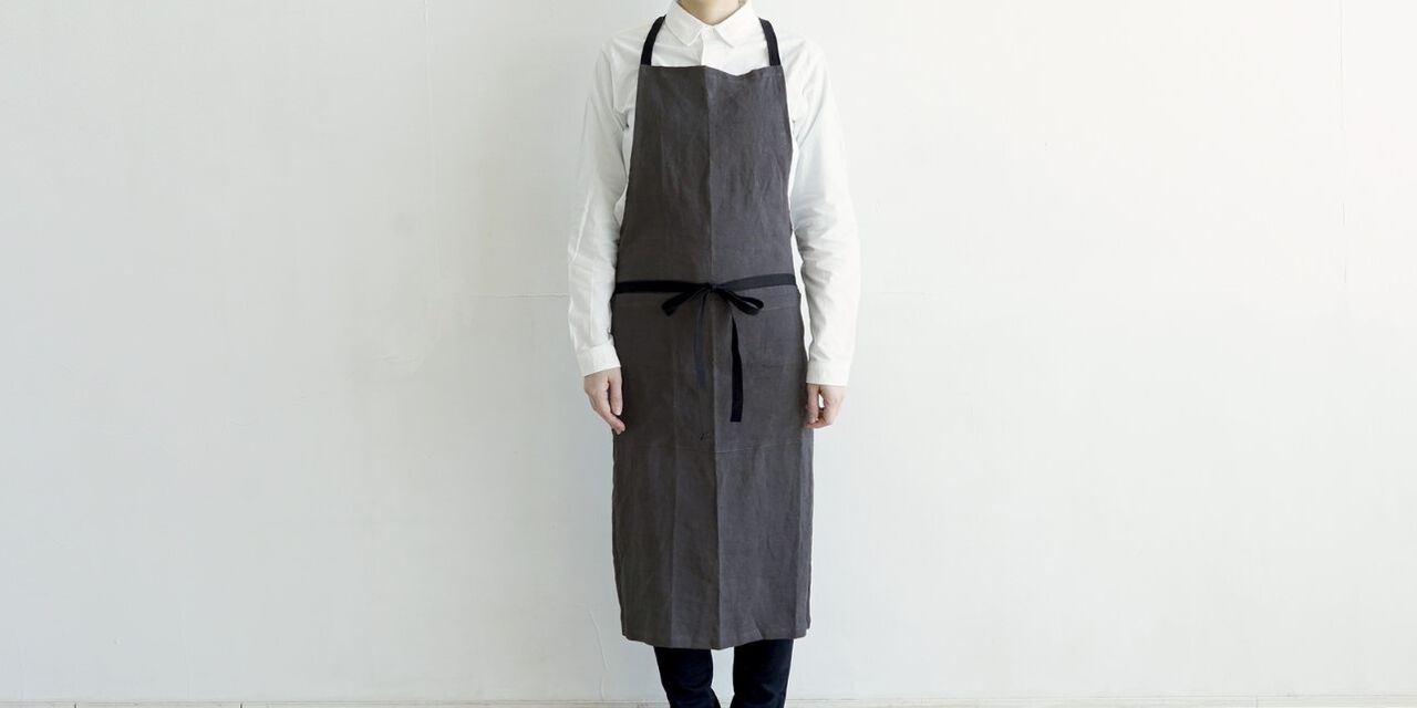 Multi-purpose Linen Apron with Pockets,Chacol gray, large image number 1