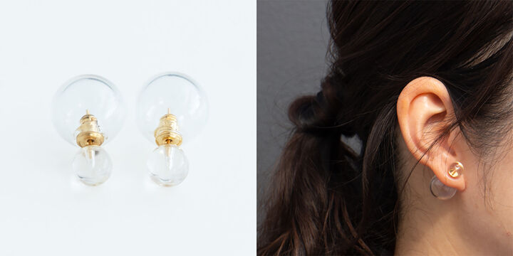 Glass Pierced Earrings "Capsule",, medium