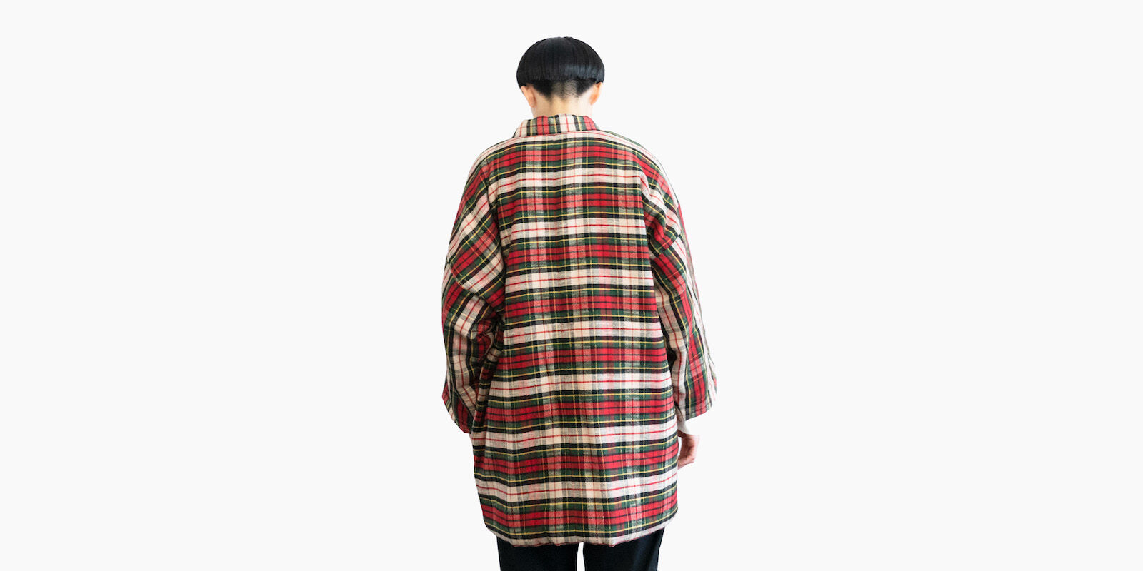 HANTEN, Japanese style short coat Red checked