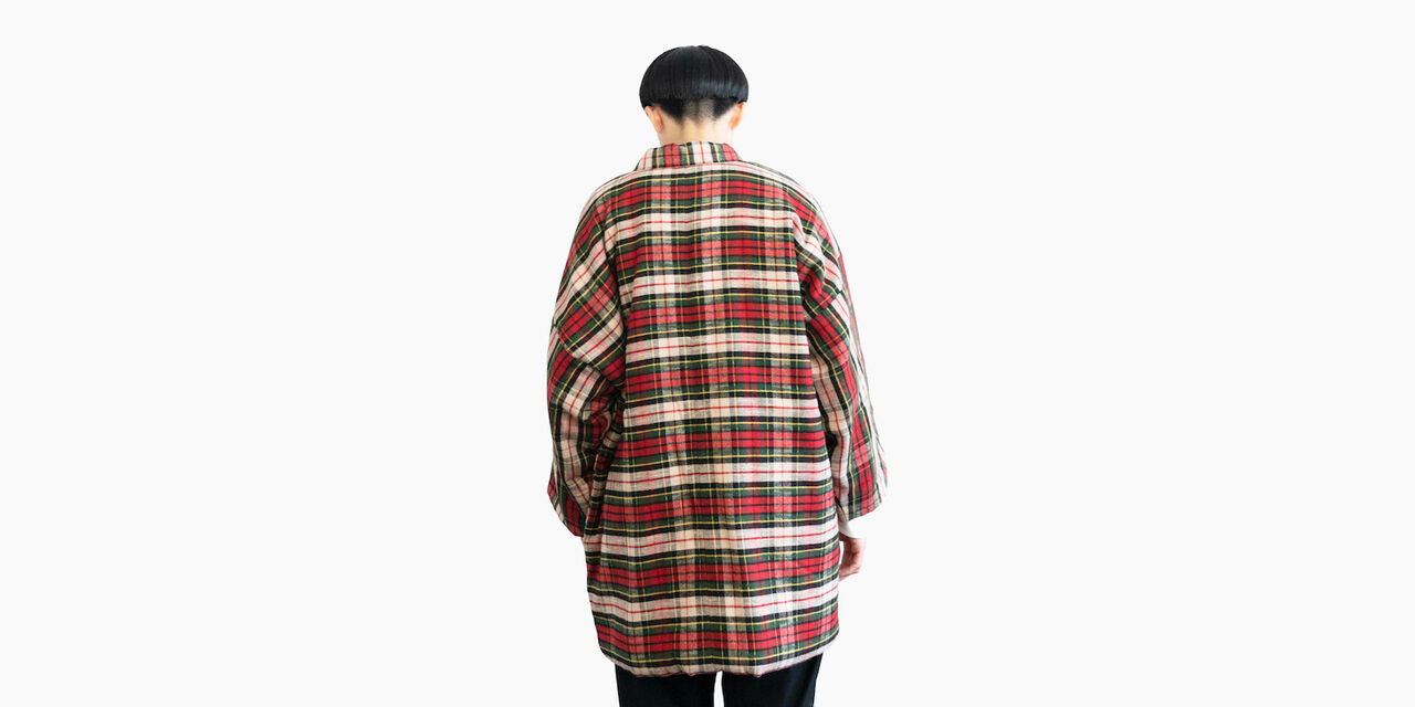 HANTEN, Japanese style short coat Red checked,Red Checked, large image number 6