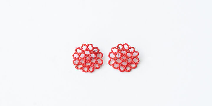 Glass Beaded Earrings "Mum",Red, medium
