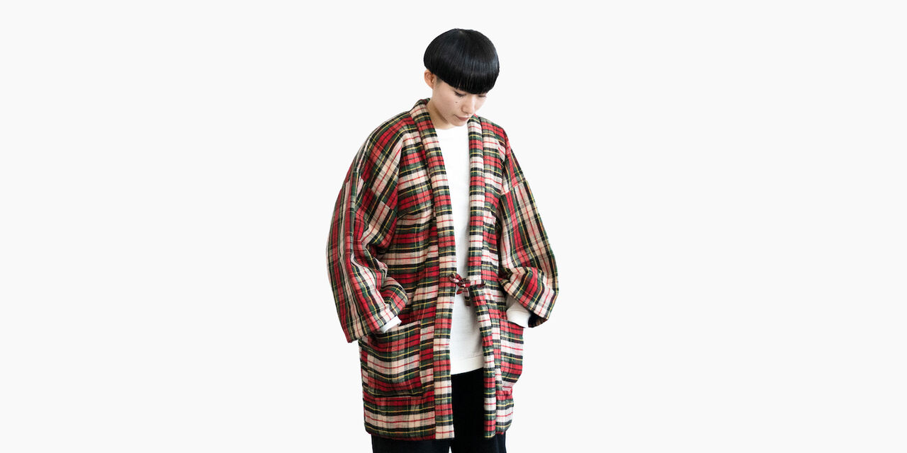 HANTEN, Japanese style short coat Red checked,Red Checked, large image number 5