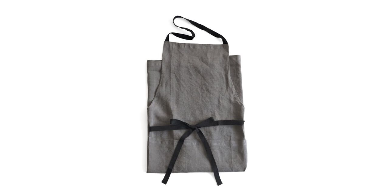 Multi-purpose Linen Apron with Pockets,Gray, large image number 0
