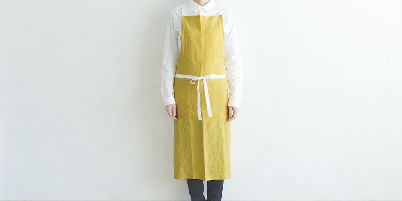 Multi-purpose Linen Apron with Pockets,Yellow, large image number 1