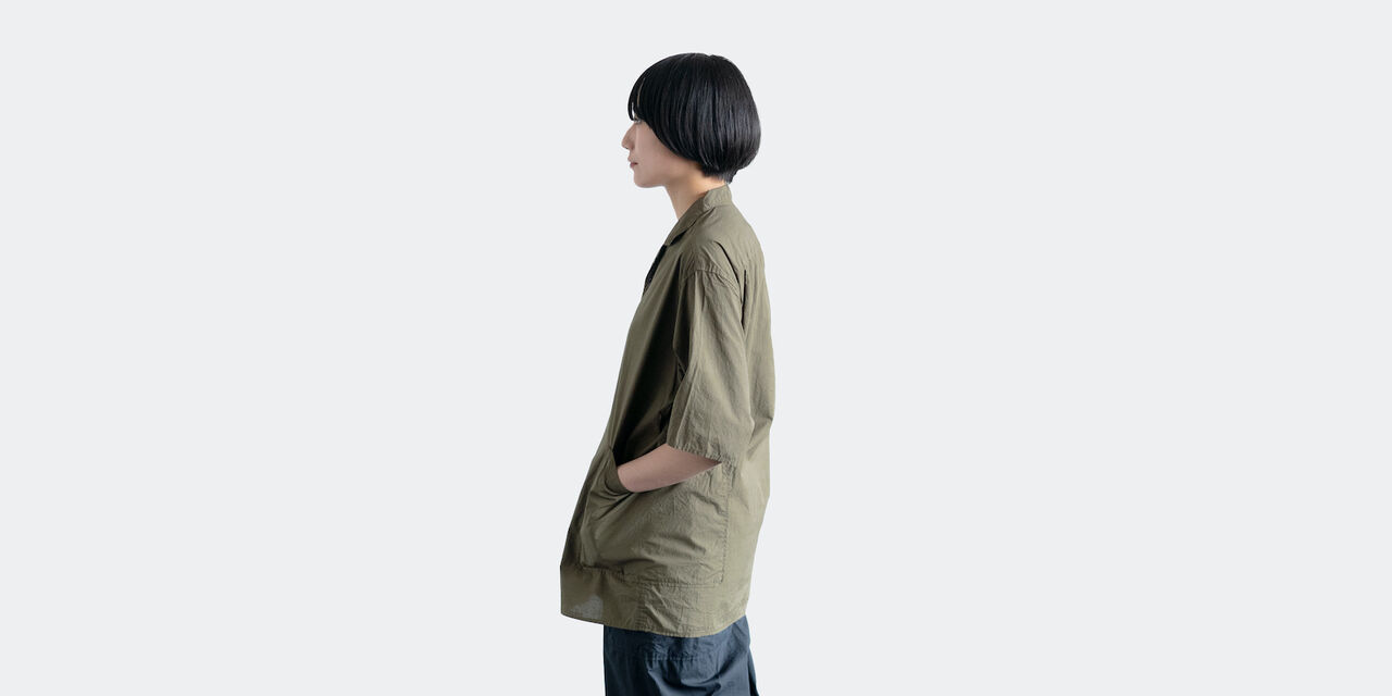 사이드 포켓 셔츠 (염축가공) 카키 L,Khaki, large image number 4