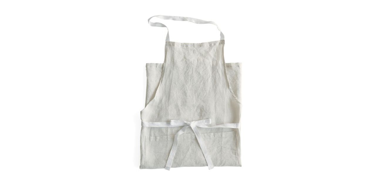 Multi-purpose Linen Apron with Pockets,White, large image number 0
