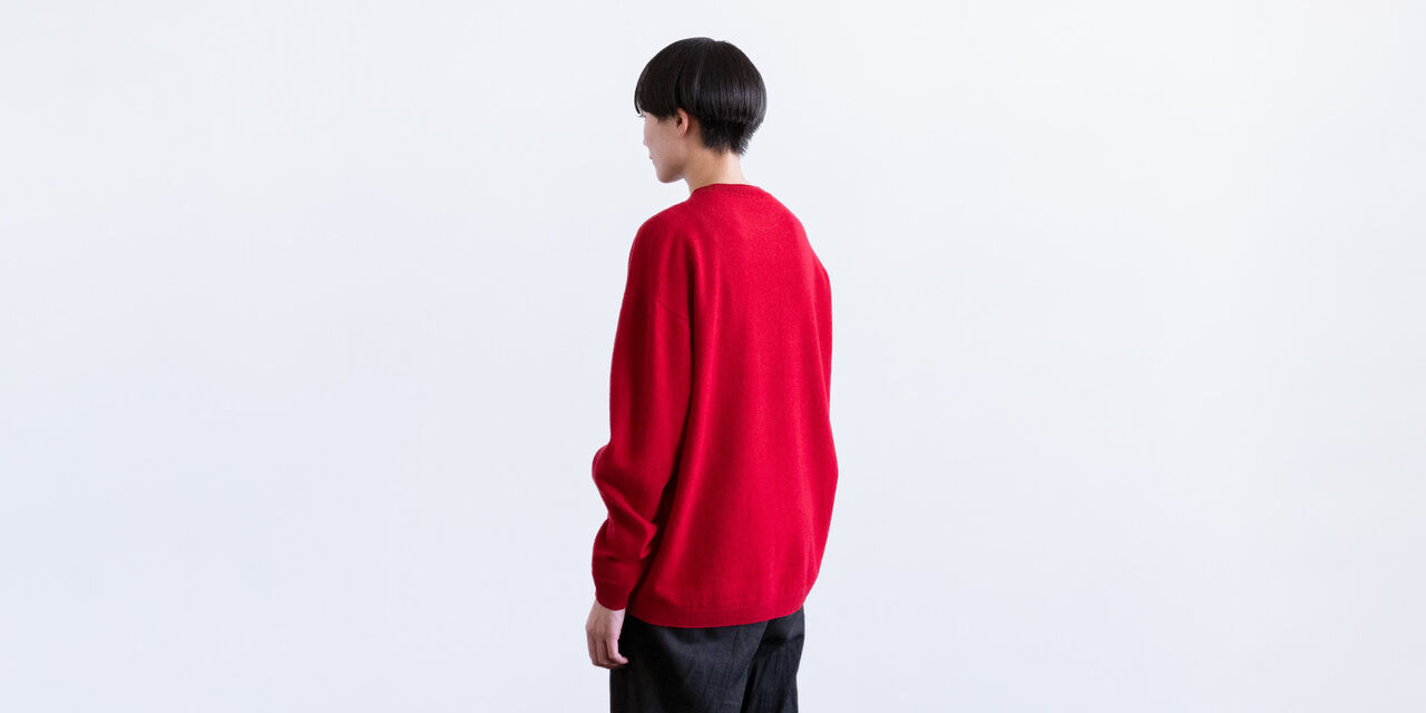 Wool Crewneck Sweater,Red, large image number 2