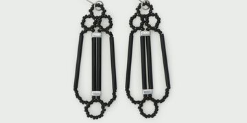 Glass Beaded Earrings Acropolis,Black, small image number 1