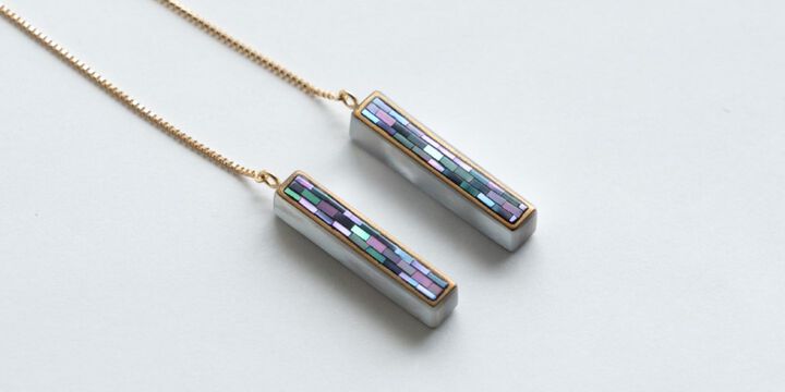 Maki-e Lacquer Art Earrings "SHIU RADEN" Chain,, medium