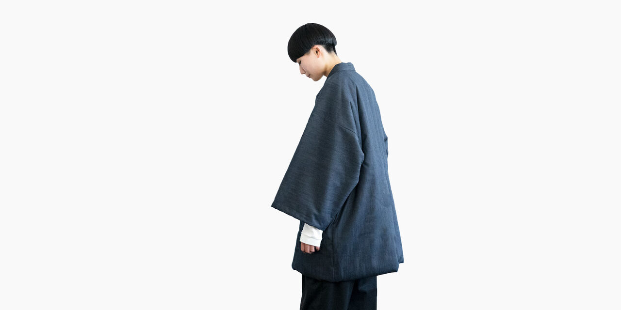 HANTEN, Japanese style short coat Soft denim,Soft Denim, large image number 7