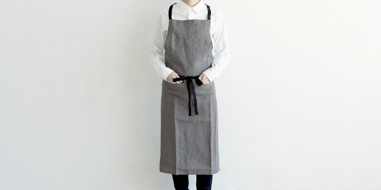 d Multi-purpose Linen Apron with Pockets,Gray, large image number 1