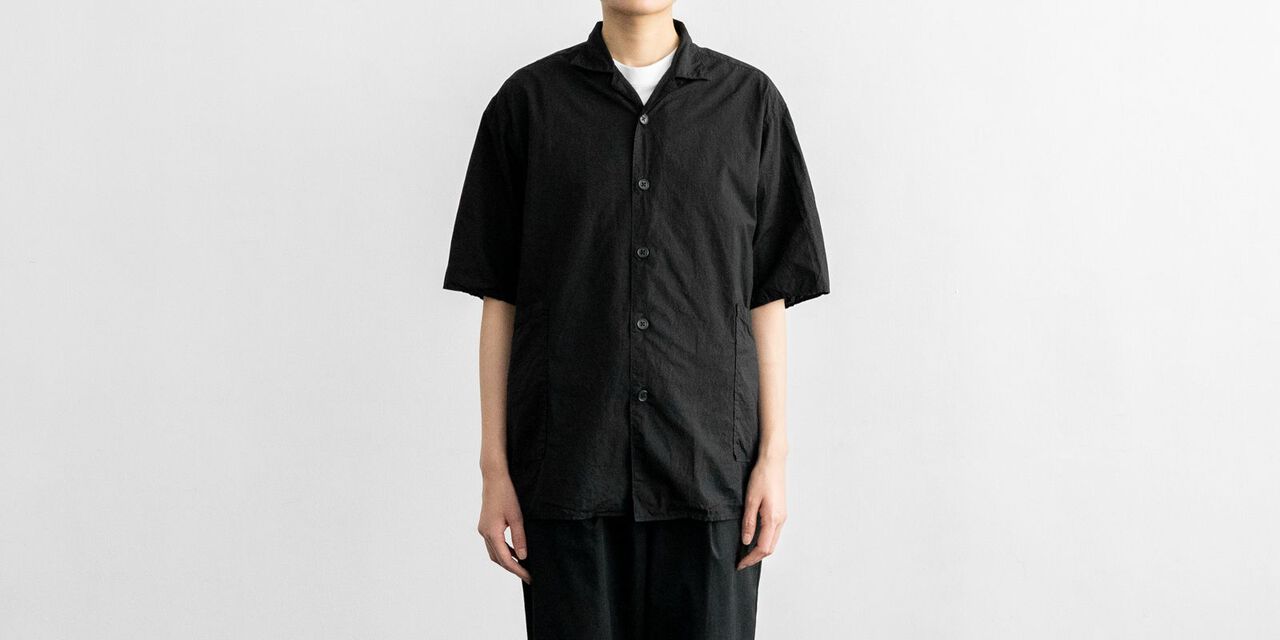 사이드 포켓 셔츠 (염축가공) 블랙 M,Black, large image number 1