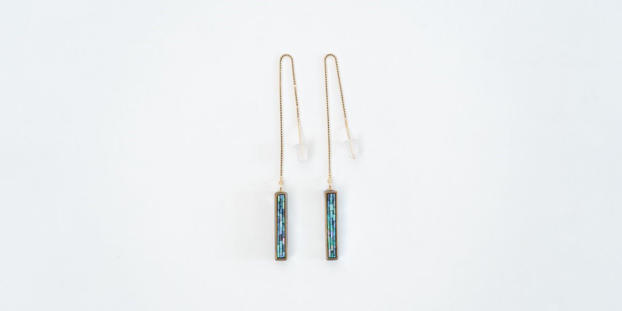 Maki-e Lacquer Art Earrings "SHI U RADEN" Chain,, large image number 2