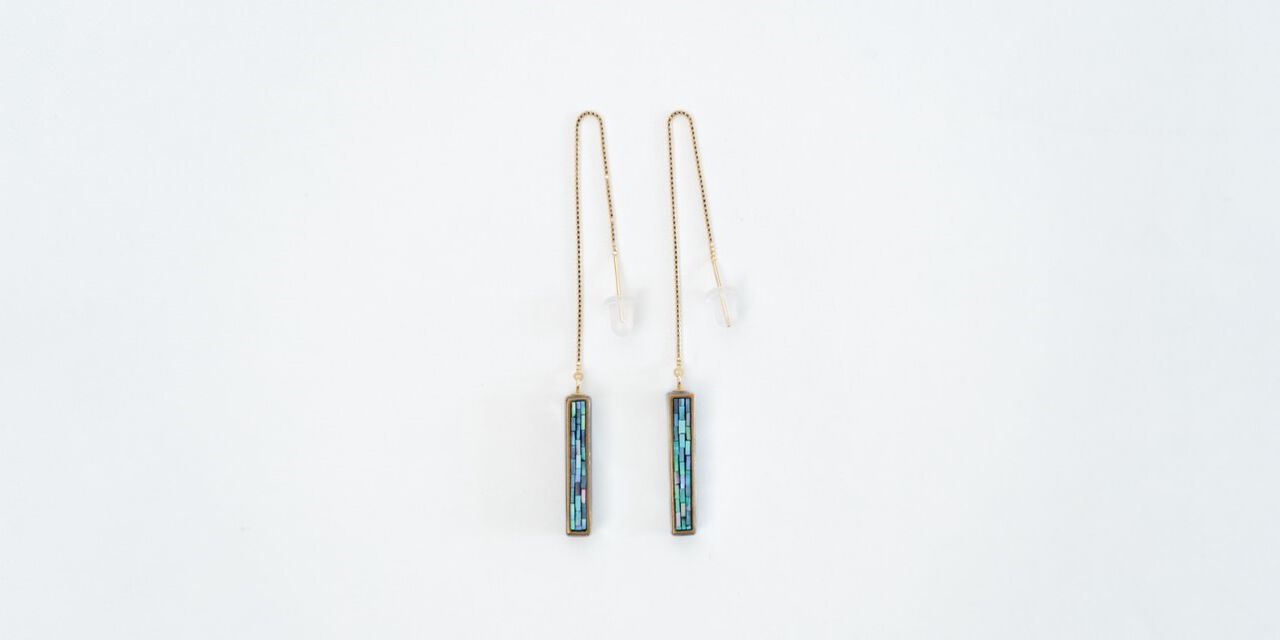 Maki-e Lacquer Art Earrings "SHIU RADEN" Chain,, large image number 2